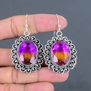 Faceted Ametrine Earring 925 Sterling Silver Earring Handmade Jewelry Top Quality Gemstone Earring Wonderful Ametrine Jewelry Gifts For Her