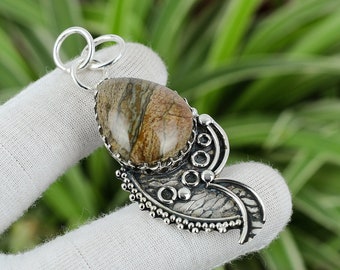 Handmade Polychrome Jasper 925 Sterling Silver Pendant