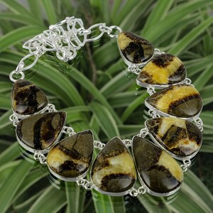 Handmade Septarian Necklace: 925 Sterling Silver, Adjustable Chain