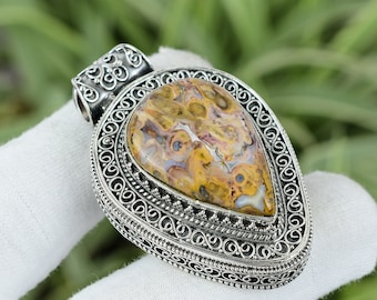 Handmade Noreena Jasper Pendant: Antique Sterling Silver Jewelry