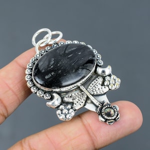 Handmade Picasso Jasper 925 Sterling Silver Dragonfly Pendant