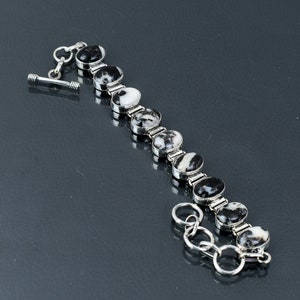 White Buffalo Turquoise Bracelet: Handmade 925 Sterling Silver Adjustable Chain