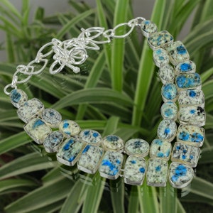Handmade K2 Jasper 925 Sterling Silver Necklace - Adjustable Chain