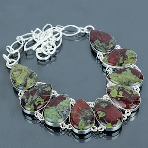 Dragon bloodstone necklace 925 sterling silver necklace gemstone adjustable chain necklace dragon bloodstone handmade jewelry gifts for wife