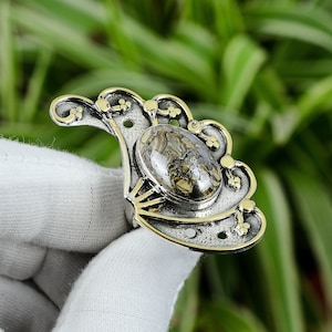 Schalenblende Ring 925 Sterling Silver Ring Adjustable Ring 18K Gold Plated Handmade Boho Ring Genuine Gemstone Ring Silver Jewelry For Gift