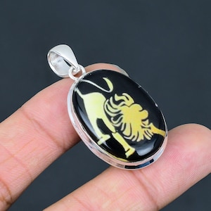 Black Onyx Leo Zodiac Pendant: Sterling Silver Astrology Jewelry