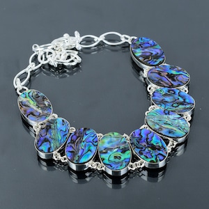 Abalone Shell Necklace: Handmade 925 Sterling Silver Adjustable Chain