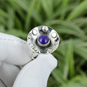 Lila Türkis Ring 925 Sterling Silber Ring Ring Größe 7,25 Schöner Edelstein Ring Frauen Schmuck Geschenk für Ihn Handmade Boho Style Schmuck