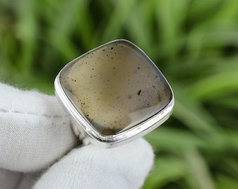 Handmade Montana Agate Ring: Sterling Silver, Size 6.25