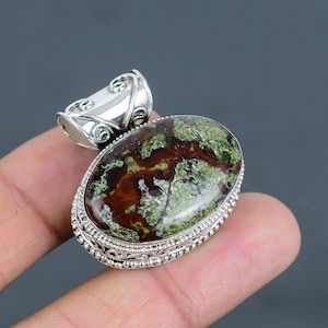 Colgante de piedra de sangre de dragón de plata de ley 925, colgante de piedra preciosa natural, colgante vintage hecho a mano, joyería con piedra de nacimiento, regalos para mujeres