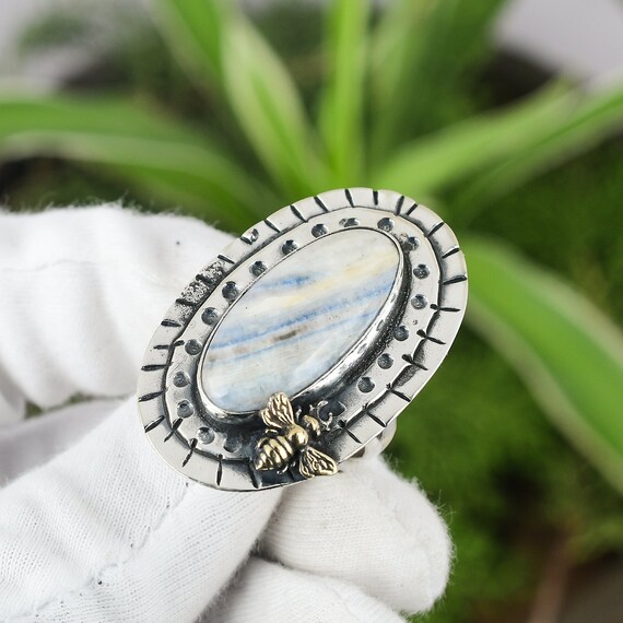 One Of The Most Unique Native American Navajo Honeybee Jasper Sterling Silver Coil Bracelet One Of The Most Unique Native American Navajo Honeybee Jasper Sterling Silver Coil Bracelet