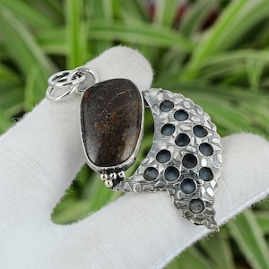 Dinosaur Bone Pendant: Handmade 925 Sterling Silver Gemstone Jewelry