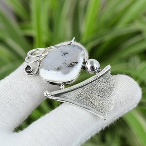 Handmade Dendrite Opal Pendant: 925 Sterling Silver Gemstone Jewelry