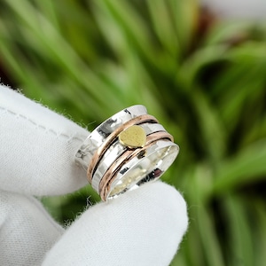 Spinner Ring 925 Sterling Silver Ring Ring Size 5 18K Gold Plated Rose Gold Plated Handmade Unique Ring Worry Ring Designer Spinner Jewelry