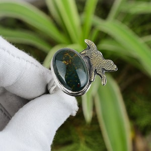Bloodstone Ring 925 Sterling Silver Ring Adjustable Ring 18K Gold Plated Handmade Unique Ring Gemstone Latest Design Ring Gift For Mom