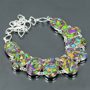 Handmade Kingman Turquoise Necklace: 925 Sterling Silver Adjustable Chain