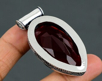 Ciondolo Artigianale In Argento 925 Con Granato Del Mozambico - Fatto A Mano In India