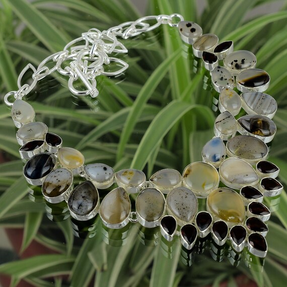 Montana Agate Necklace Citrine Necklace 925 Sterling Silver