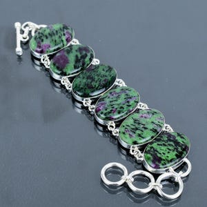 Ruby zoisite bracelet 925 sterling silver bracelet adjustable chain bracelet latest design jewelry handmade gemstone bracelet gifts for her
