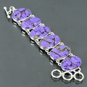 Copper Charoite Bracelet 925 Sterling Silver Bracelet Gemstone Handmade Jewelry Adjustable Chain Bracelet Gift For Friend Birthstone Jewelry