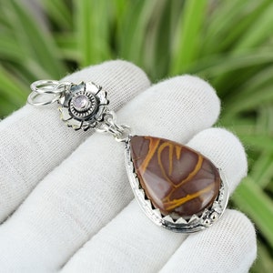 Noreena Jasper Pendant Pink Topaz Pendant 925 Sterling Silver Pendant Natural Gemstone Pendant Handmade Silver Jewelry Wedding Gift For Mom