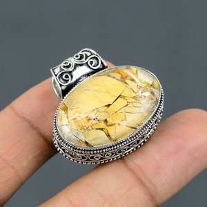 Brecciated Mookaite 925 Sterling Silver Pendant - Handmade Gemstone Jewelry