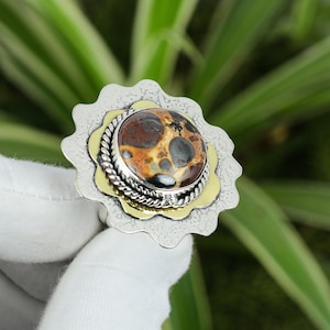 Bauxite Ring 925 Sterling Silver Ring Adjustable Ring 18K Gold Plated Real Gemstone Ring Handmade Premium Jewelry Bridal Shower Gift