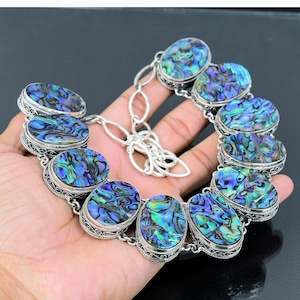 Abalone Shell Necklace: Handmade 925 Sterling Silver Boho Jewelry