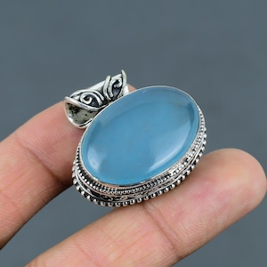 Aquamarine Pendant 925 Sterling Silver Pendant Gemstone Pendant Vintage Jewelry Handmade Birthstone Pendant Anniversary Gifts Silver Jewelry