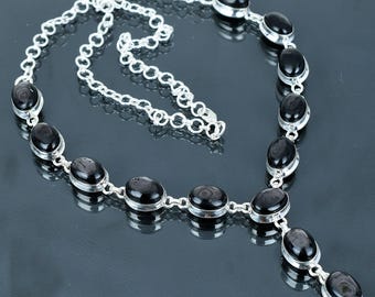 Handmade Hypersthene Necklace: Oval Gemstone, 925 Sterling Silver, Adjustable