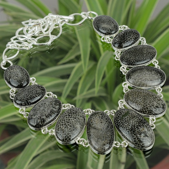 Stingray Coral Necklace 925 Sterling Silver Necklace Adjustable Chain Necklace Gemstone Women Necklace Handmade Jewelry Engagement Gift
