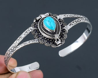Santa Rosa Turquoise Bangle: Handmade Sterling Silver Adjustable Cuff
