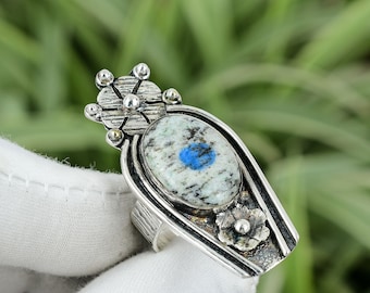 Handmade K2 Jasper Sterling Silver Ring - Size 7.5