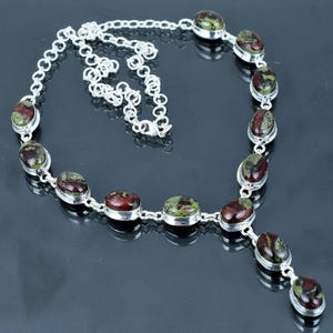 Dragon bloodstone necklace 925 sterling silver necklace gemstone handmade jewelry adjustable chain necklace designer jewelry gifts for women