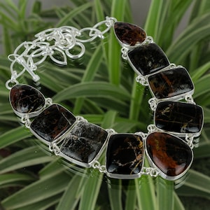 Pilbara Jasper Necklace 925 Sterling Silver Necklace Adjustable Chain Necklace Genuine Gemstone Necklace Handmade Jewelry Healing Stone