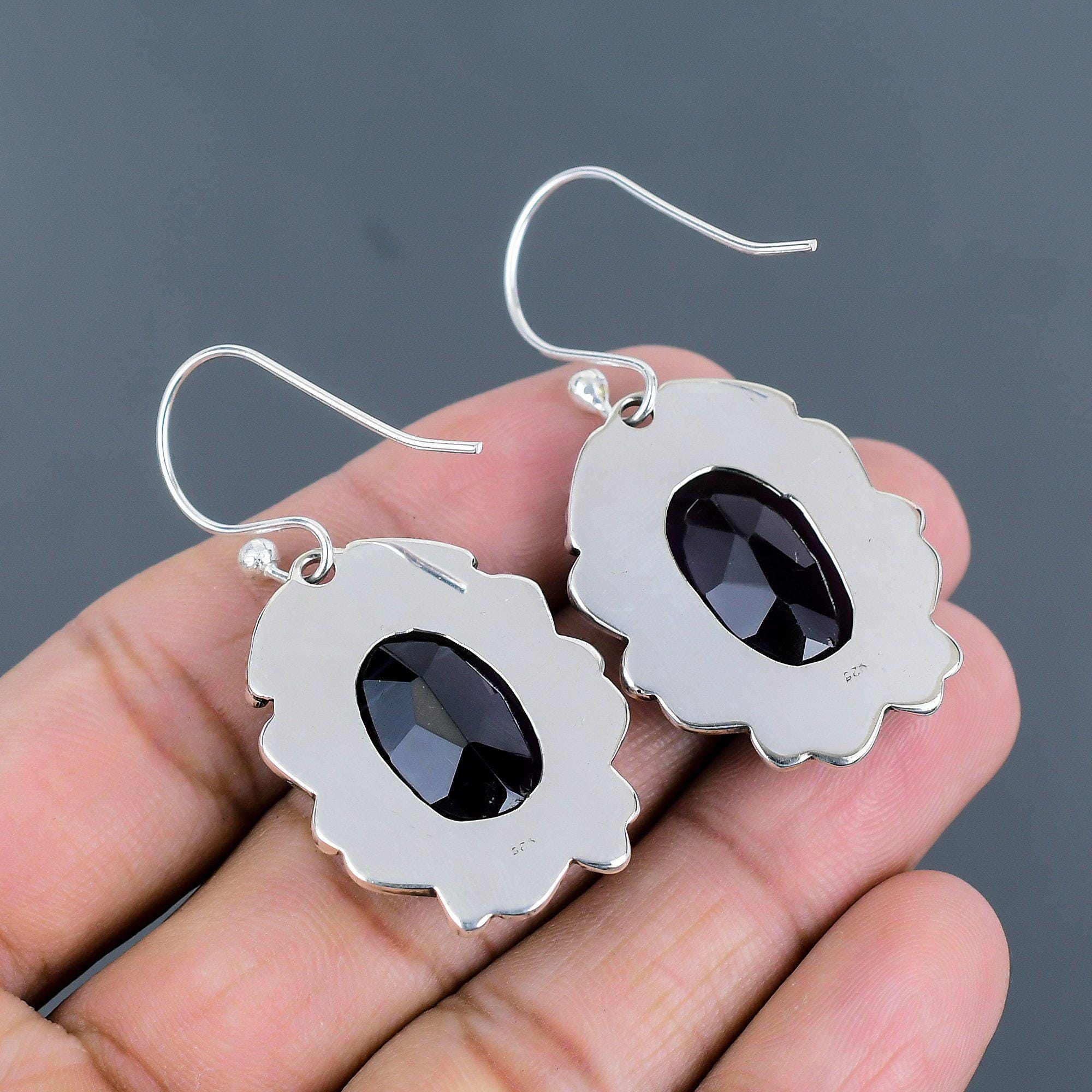 ファセットカットのアフリカンアメジストイヤリング：ハンドメイド925