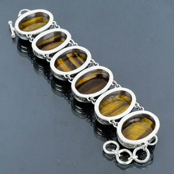 Tiger's Eye Bracelet 925 Sterling Silver Bracelet Vintage