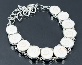 Handmade Shiva Eye Shell Necklace: 925 Sterling Silver, Adjustable Chain