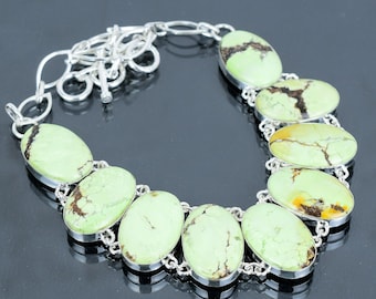 Handmade Lemon Chrysoprase Necklace: 925 Sterling Silver Adjustable Chain