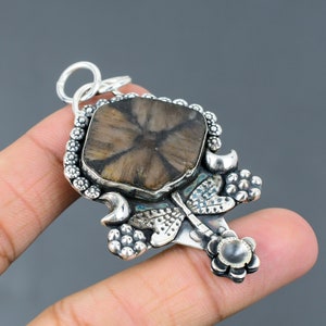 Chiastolite Pendant 925 Sterling Silver Pendant Very Pretty Gemstone Pendant Handmade Chiastolite Jewelry Engagement Gift Dragonfly Pendant