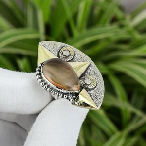 Imperial Jasper Ring 925 Sterling Silver Ring Adjustable Ring 18K Gold Plated Gemstone Ring Handmade Stylish Jewelry Engagement Gift