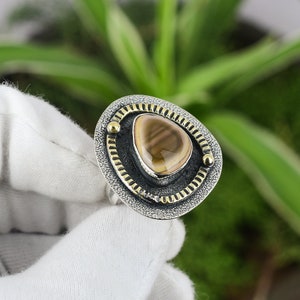 Imperial Jasper Ring 925 Sterling Silver Ring Adjustable Ring 18K Gold Plated Handmade Gemstone Ring Wedding Gift Latest Design Ring