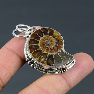 Ammonite Fossil Gemstone Handmade Pendant 925 Sterling Silver Pendant Gemstone Decent Jewelry Ammonite Fossil Pendant For Mom Gift For Her