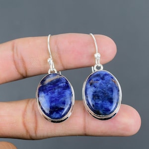 Sodalite Earrings 925 Sterling Silver Earring Designer Earring Real Sodalite Jewelry Gemstone Dangle Earring Gifts For Her Handmade Jewelry