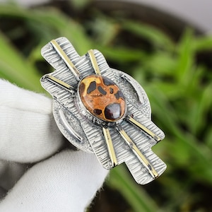 Bauxite Ring 925 Sterling Silver Ring Ring Size 7.25 18K Gold Plated Handmade Ring Gemstone Ring Bridal Jewelry Gift Stylish Ring