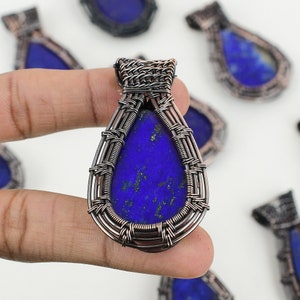 Lapis Lazuli Pendant Copper Wire Wrap Pendant Lapis Lazuli Gemstone Pendant Handmade Copper Jewelry Lapis Lazuli Jewelry Gift For Her