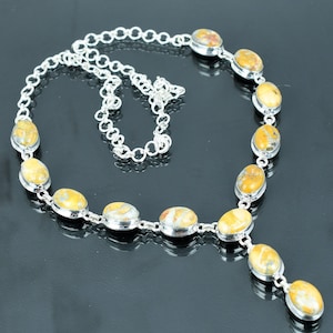 Handmade Maligano Jasper Necklace: 925 Sterling Silver, Adjustable Chain