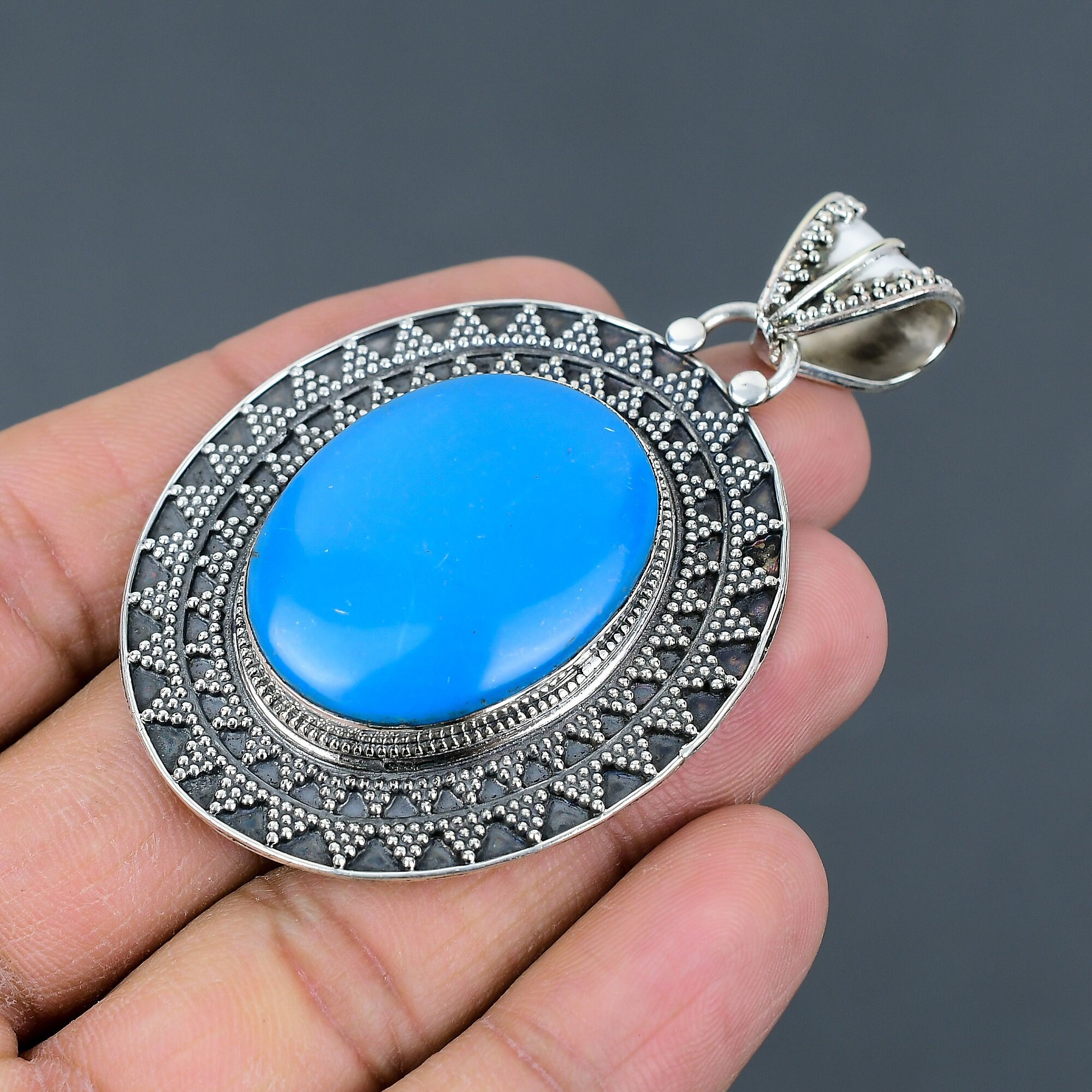 Sleeping Beauty Turquoise Pendant: Handmade 925 Sterling Silver ...