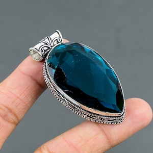 Faceted Indicolite Pendant 925 Sterling Silver Pendant Genuine Gemstone Pendant Handmade Indicolite Jewelry Vintage Pendant Jewelry For Gift