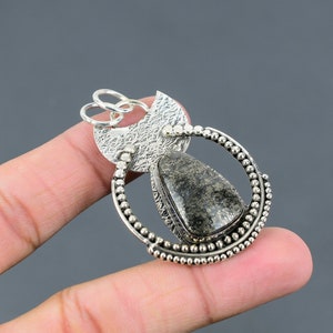 Handmade Pear Marcasite Pendant: 925 Sterling Silver Gemstone Jewelry